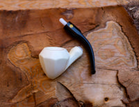 Handmade Astaş Meerschaum Pipes, Panel White,Smooth Carved, With Fitted Case