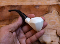 Handmade Astaş Meerschaum Pipes, Panel White,Smooth Carved, With Fitted Case