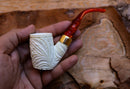 Handmade Astaş Meerschaum Pipes, Floral Patterned, Large, Acrylic Material, With Fitted Case