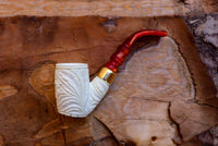 Handmade Astaş Meerschaum Pipes, Floral Patterned, Large, Acrylic Material, With Fitted Case