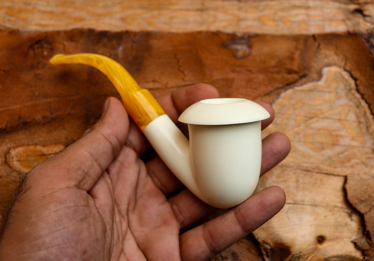 Handmade Astaş Meerschaum Pipes, Calabash Style, Smooth Large, With Fitted Case