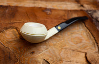 Handmade Squat Bulldog Meerschaum Pipes,  Astaş, Rhodesian, Smooth Carved, With Fitted Case