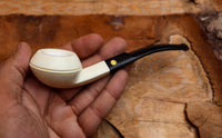 Handmade Squat Bulldog Meerschaum Pipes,  Astaş, Rhodesian, Smooth Carved, With Fitted Case