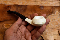 Handmade Squat Bulldog Meerschaum Pipes,  Astaş, Rhodesian, Smooth Carved, With Fitted Case