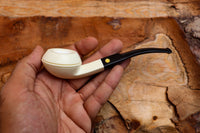 Handmade Squat Bulldog Meerschaum Pipes,  Astaş, Rhodesian, Smooth Carved, With Fitted Case