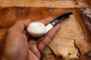 Handmade Squat Bulldog Meerschaum Pipes,  Astaş, Rhodesian, Smooth Carved, With Fitted Case