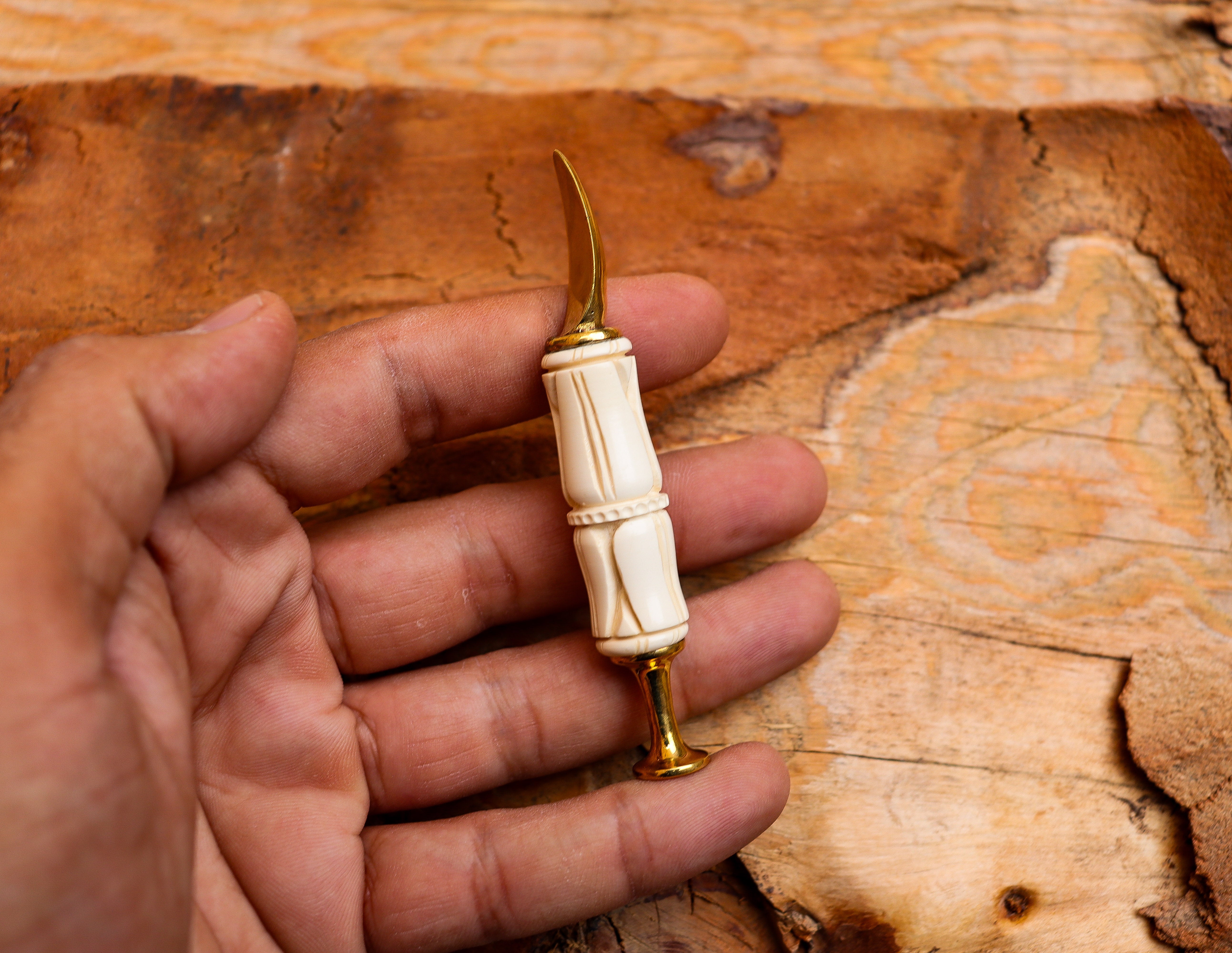 Handmade Astaş Meerschaum Pipes, Tamper, White, With Fitted Case