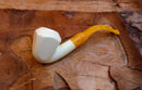 Handmade Astaş Meerschaum Pipes, Panel White, Smooth Carved, With Fitted Case