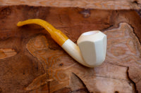 Handmade Astaş Meerschaum Pipes, Panel White, Smooth Carved, With Fitted Case