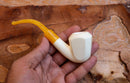 Handmade Astaş Meerschaum Pipes, Panel White, Smooth Carved, With Fitted Case