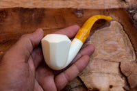 Handmade Astaş Meerschaum Pipes, Panel White, Smooth Carved, With Fitted Case