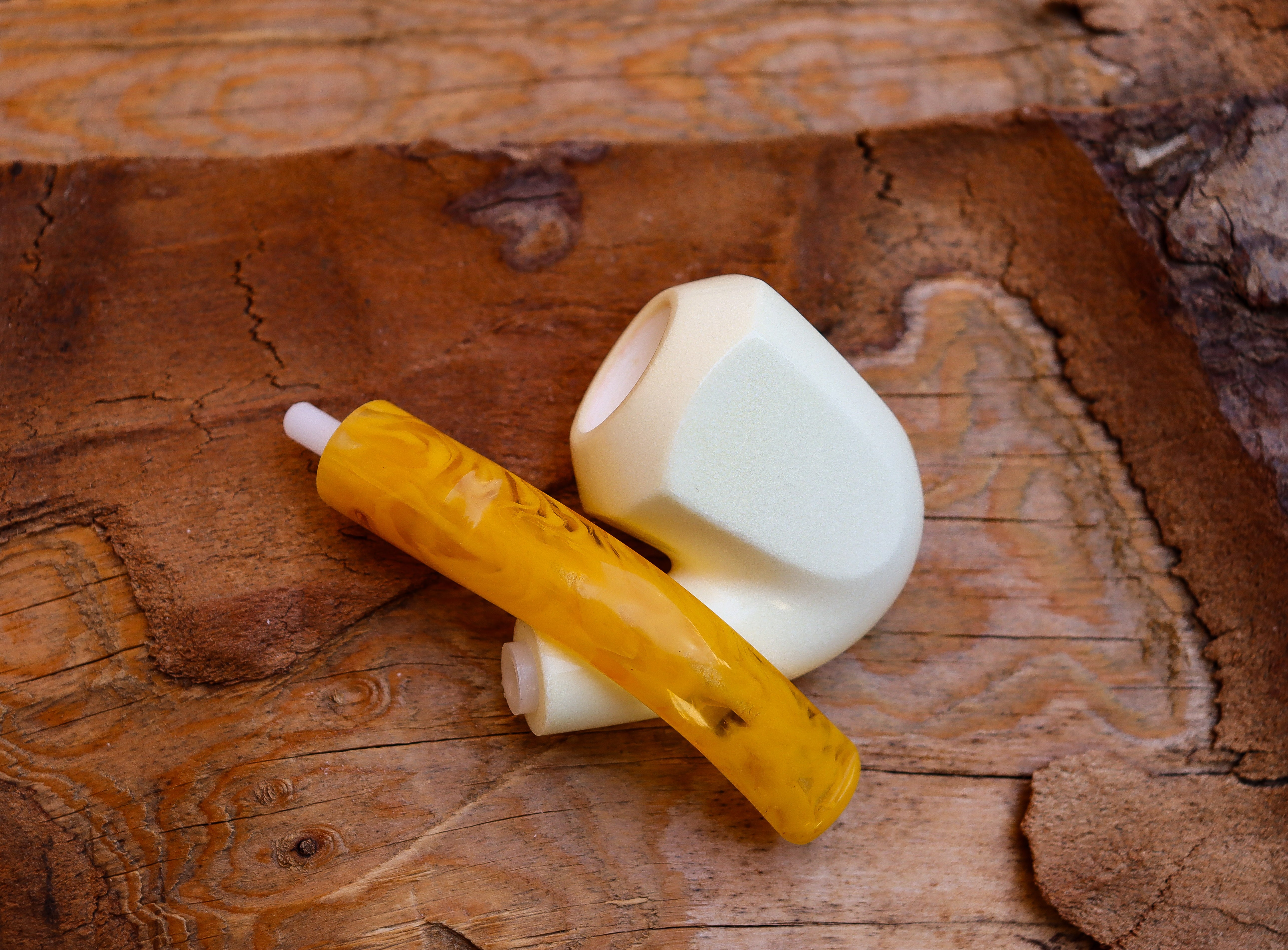 Handmade Astaş Meerschaum Pipes, Panel White, Smooth Carved, With Fitted Case