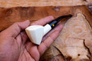 Handmade Panel Meerschaum Pipes, Astaş, Smooth Carved, With Fitted Case