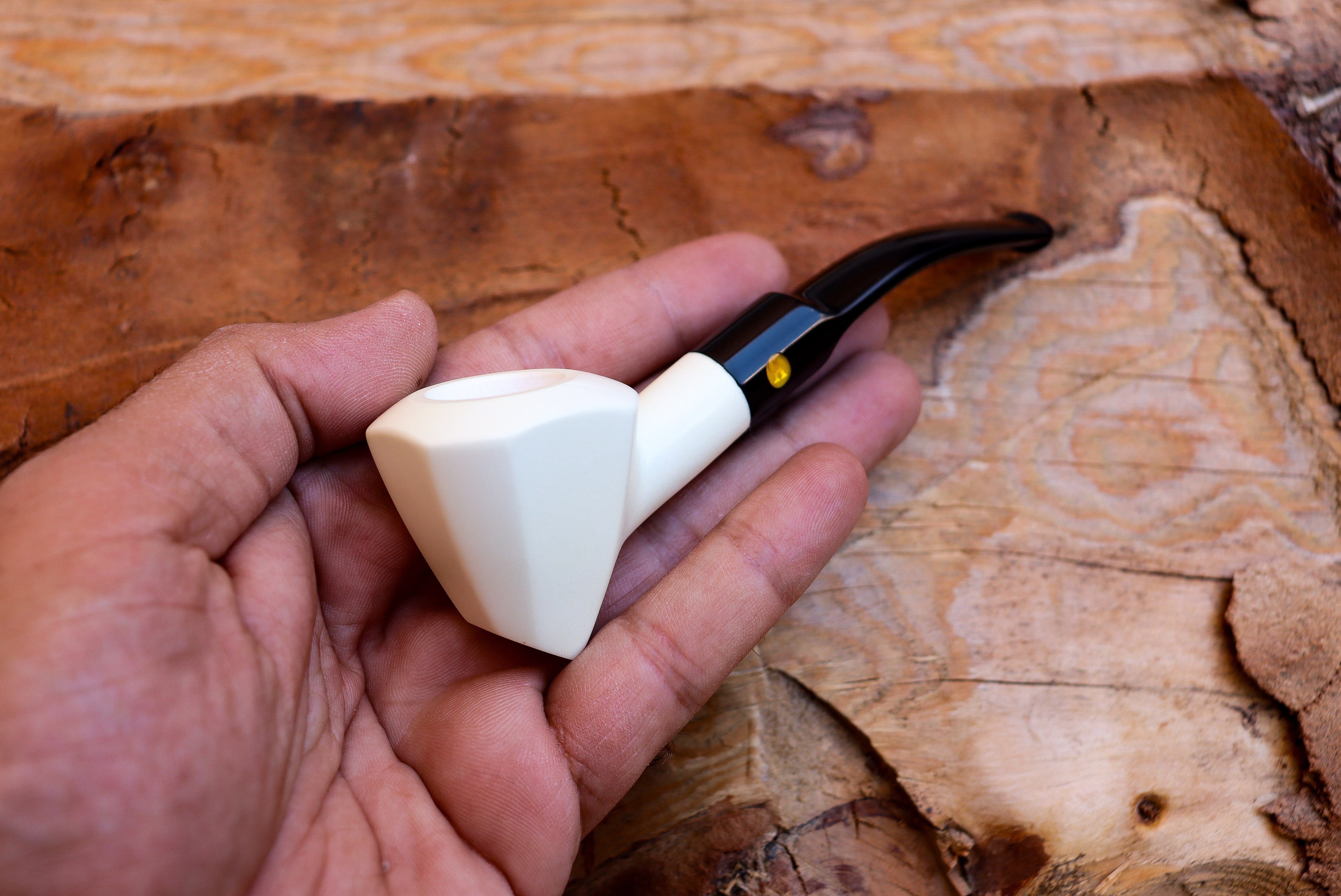 Handmade Panel Meerschaum Pipes, Astaş, Smooth Carved, With Fitted Case