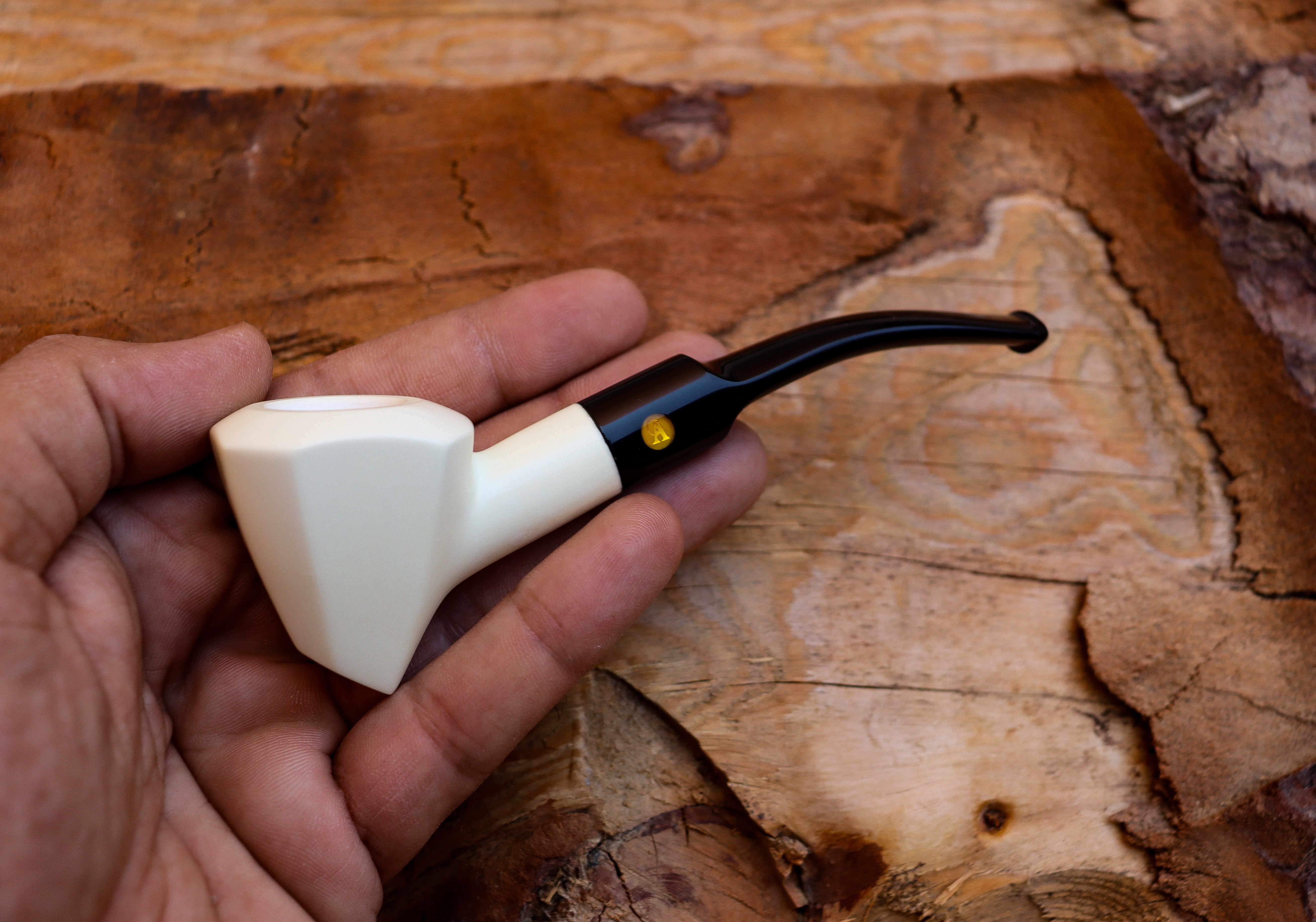 Handmade Panel Meerschaum Pipes, Astaş, Smooth Carved, With Fitted Case
