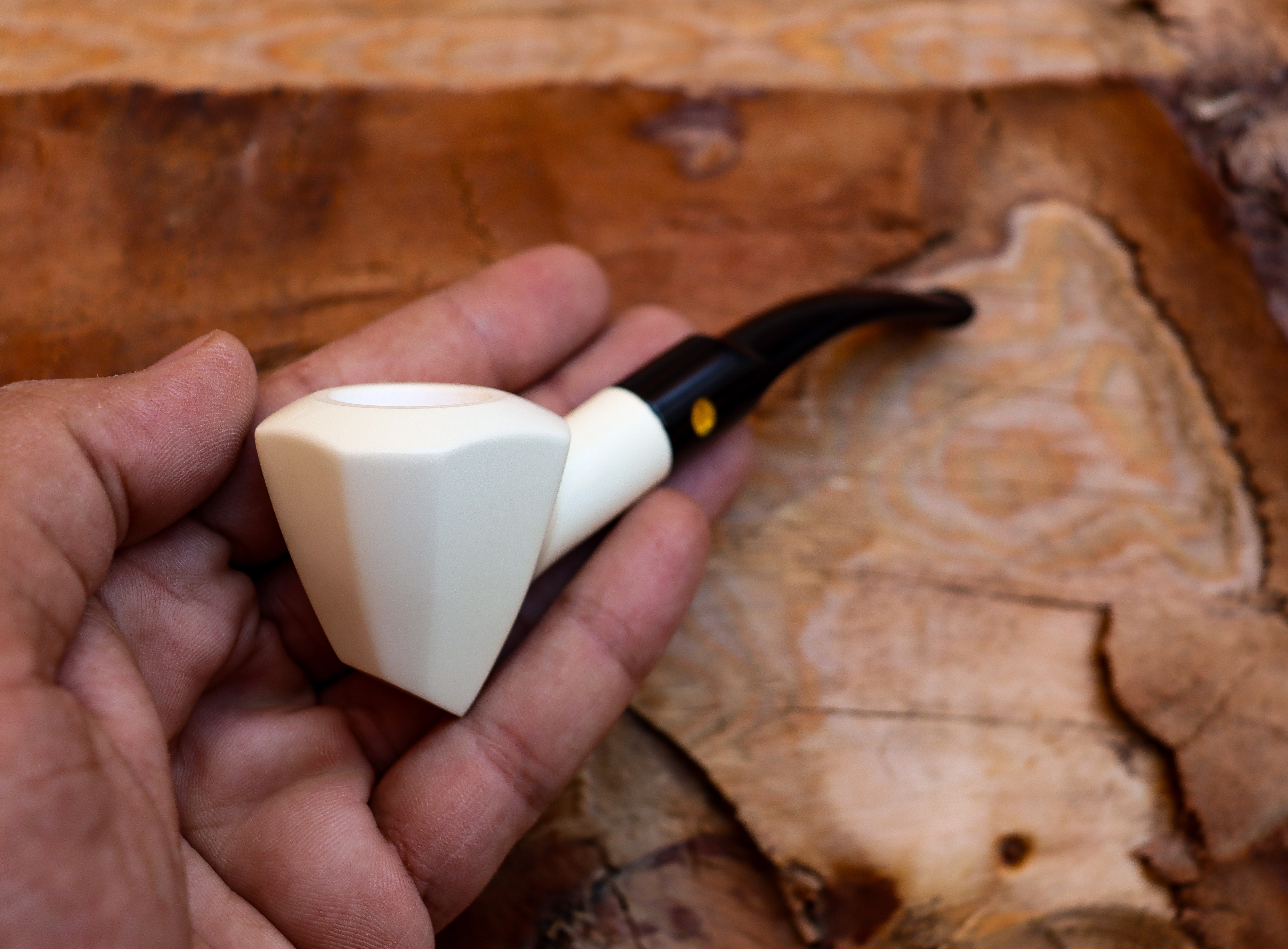 Handmade Panel Meerschaum Pipes, Astaş, Smooth Carved, With Fitted Case