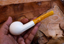 Handmade Astaş Meerschaum  Pipes, Apple, White, Smooth, With Fitted Case