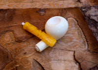 Handmade Astaş Meerschaum  Pipes, Apple, White, Smooth, With Fitted Case