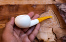 Handmade Astaş Meerschaum  Pipes, Apple, White, Smooth, With Fitted Case