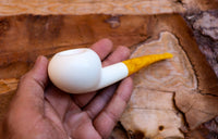 Handmade Astaş Meerschaum  Pipes, Apple, White, Smooth, With Fitted Case