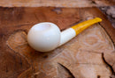 Handmade Astaş Meerschaum  Pipes, Apple, White, Smooth, With Fitted Case