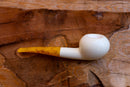 Handmade Astaş Meerschaum  Pipes, Apple, White, Smooth, With Fitted Case