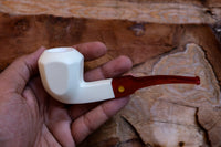 Panel Meerschaum Pipes, Astaş, Panel, Acrylic Stem, Smooth Carved, With Fitted Case