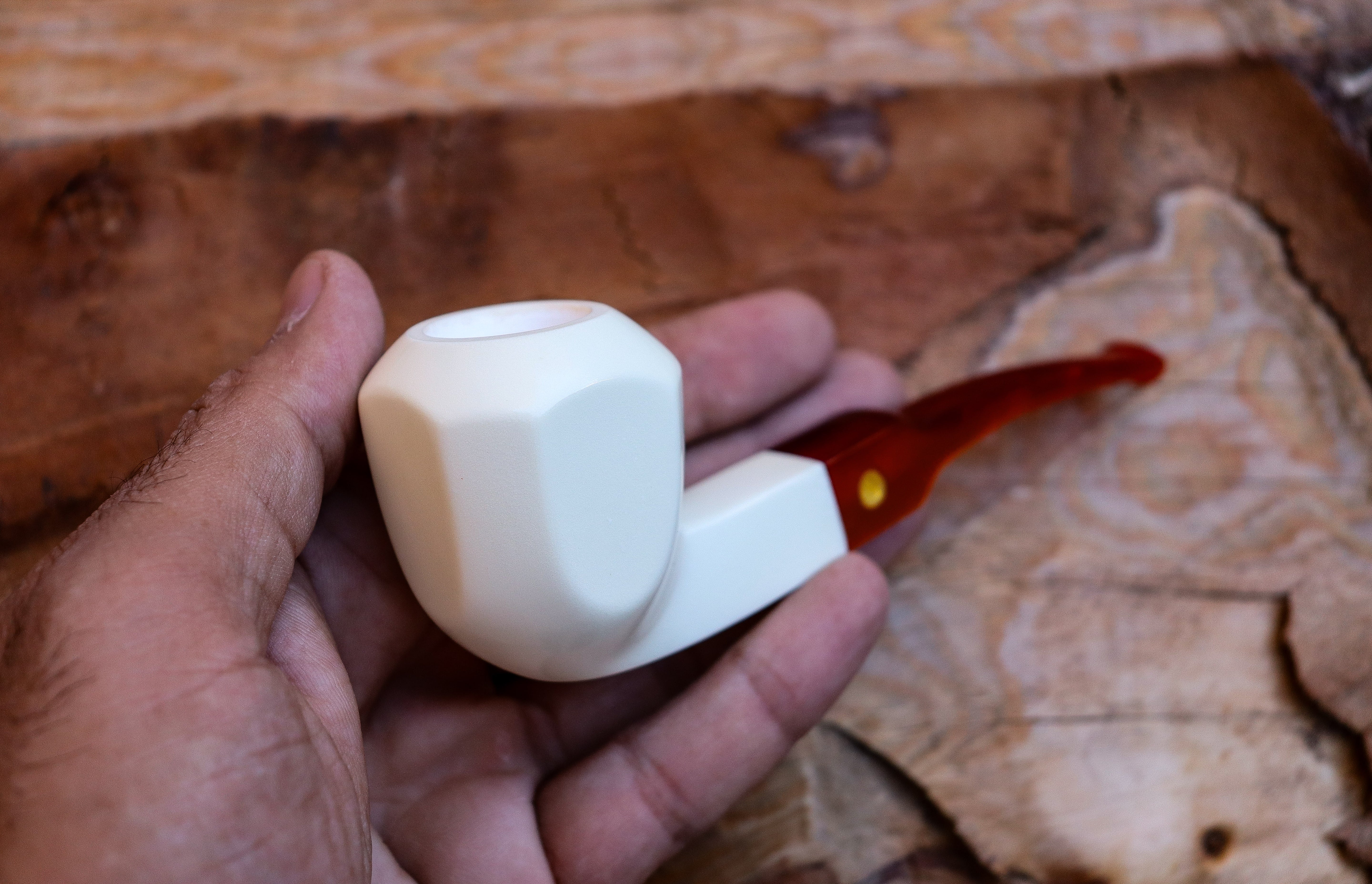 Panel Meerschaum Pipes, Astaş, Panel, Acrylic Stem, Smooth Carved, With Fitted Case
