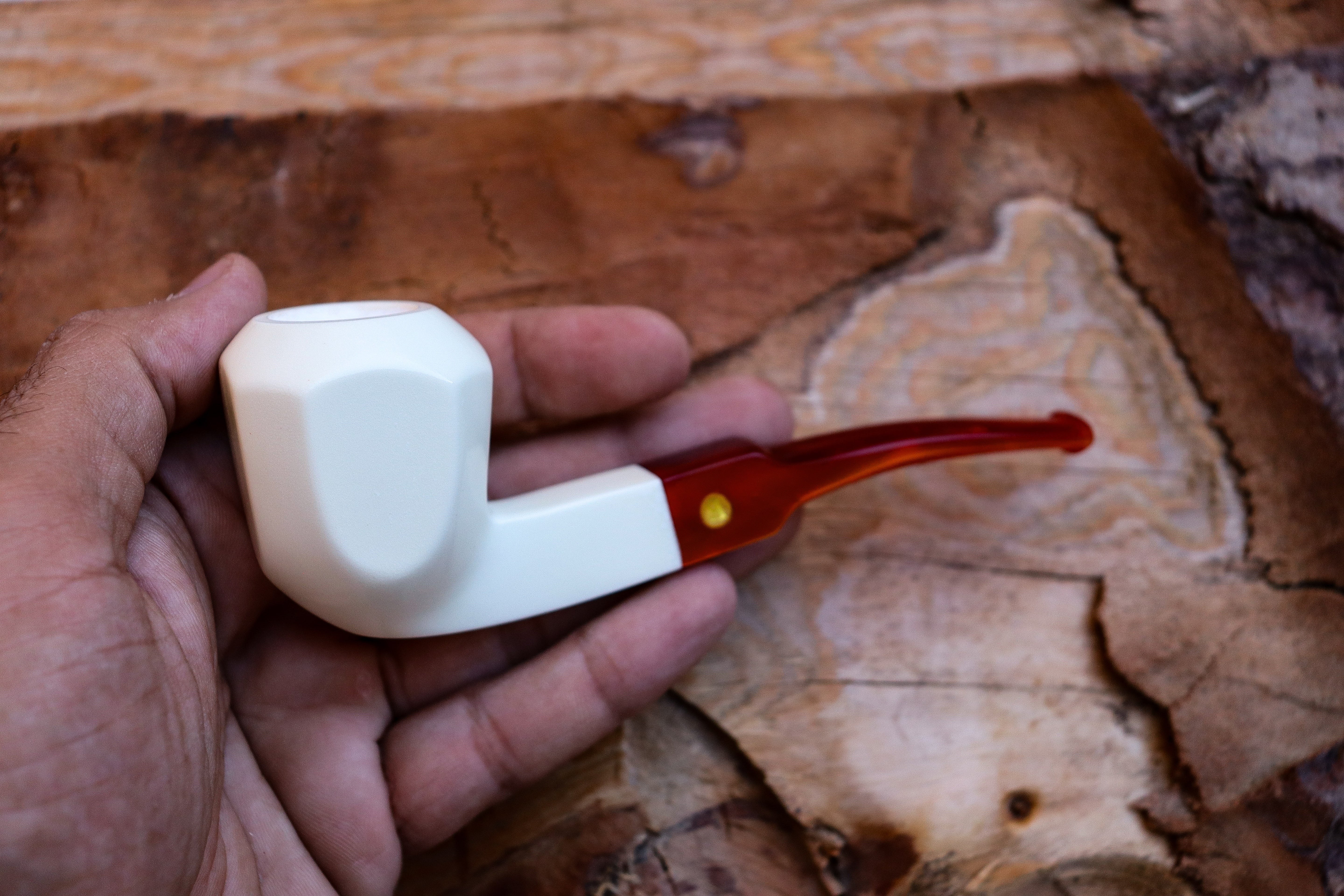 Panel Meerschaum Pipes, Astaş, Panel, Acrylic Stem, Smooth Carved, With Fitted Case