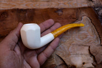 Handmade Astaş Meerschaum Pipes, Panel White,Smooth Carved, Large Size , Fitted Case