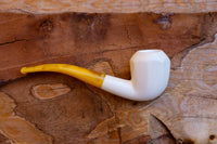 Handmade Astaş Meerschaum Pipes, Panel White,Smooth Carved, Large Size , Fitted Case