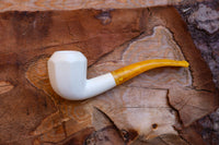 Handmade Astaş Meerschaum Pipes, Panel White,Smooth Carved, Large Size , Fitted Case