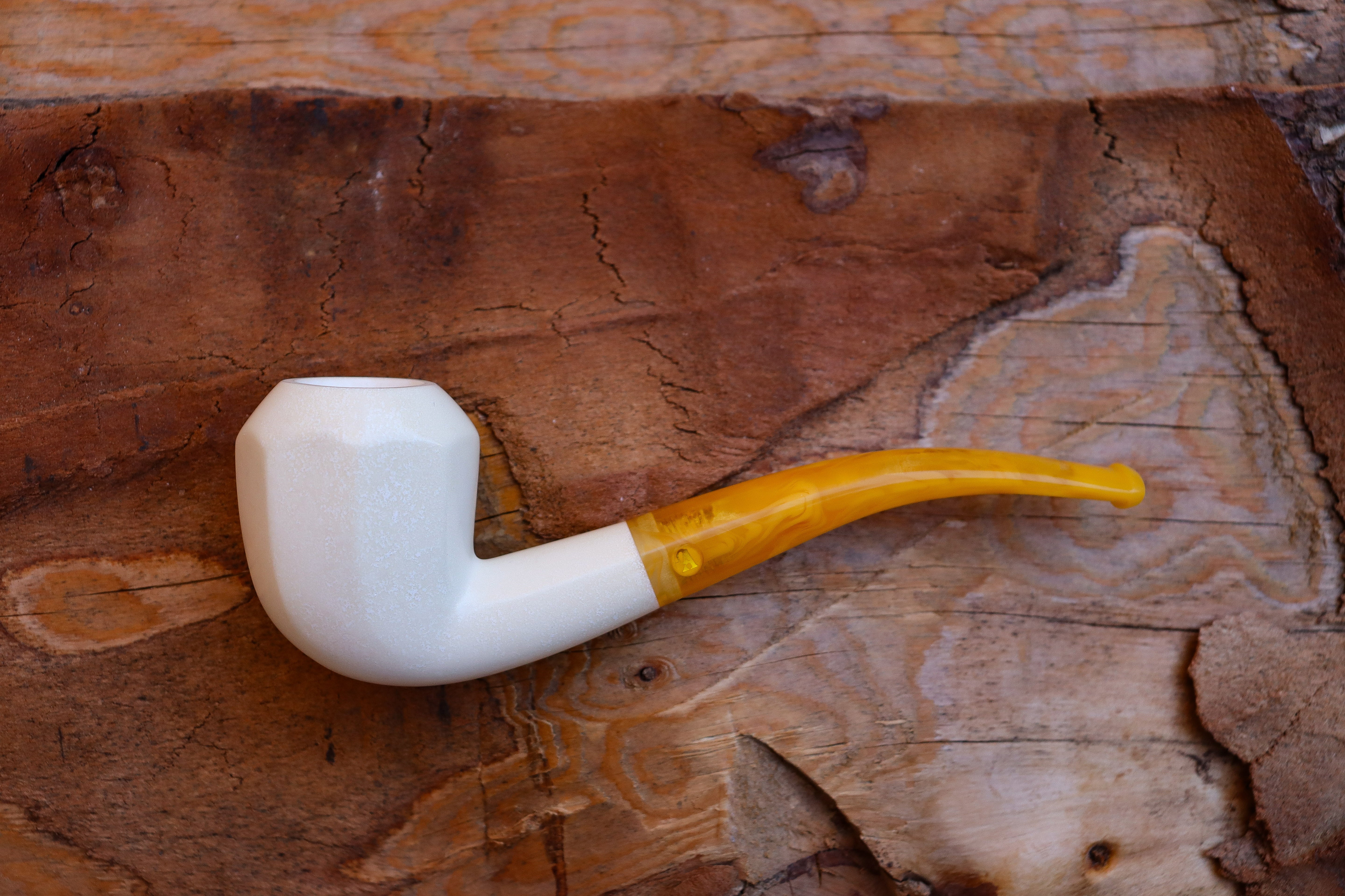 Handmade Astaş Meerschaum Pipes, Panel White,Smooth Carved, Large Size , Fitted Case