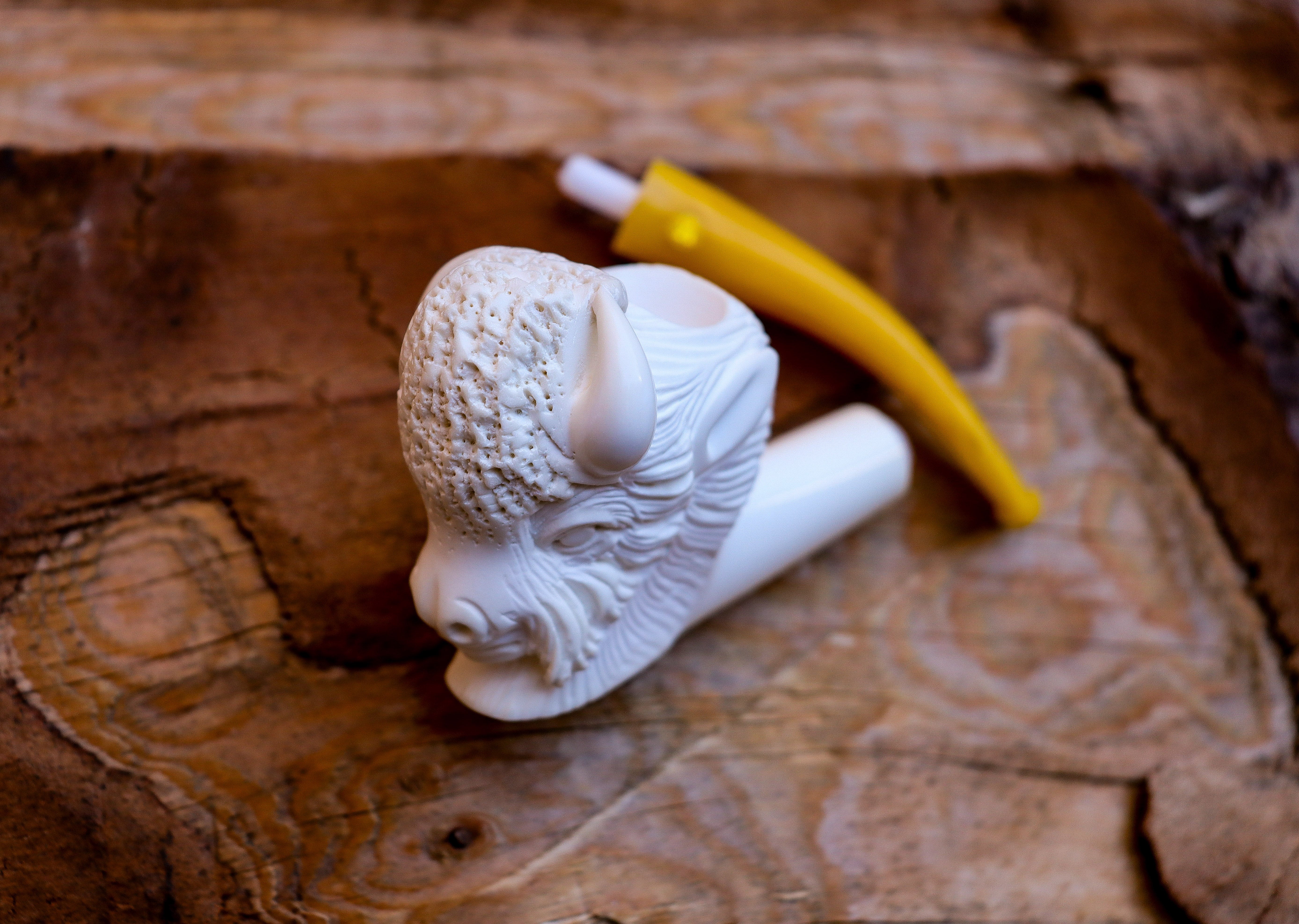 Handmade Astaş Meerschaum Pipes, Buffalo, Large Size, With Fitted Case