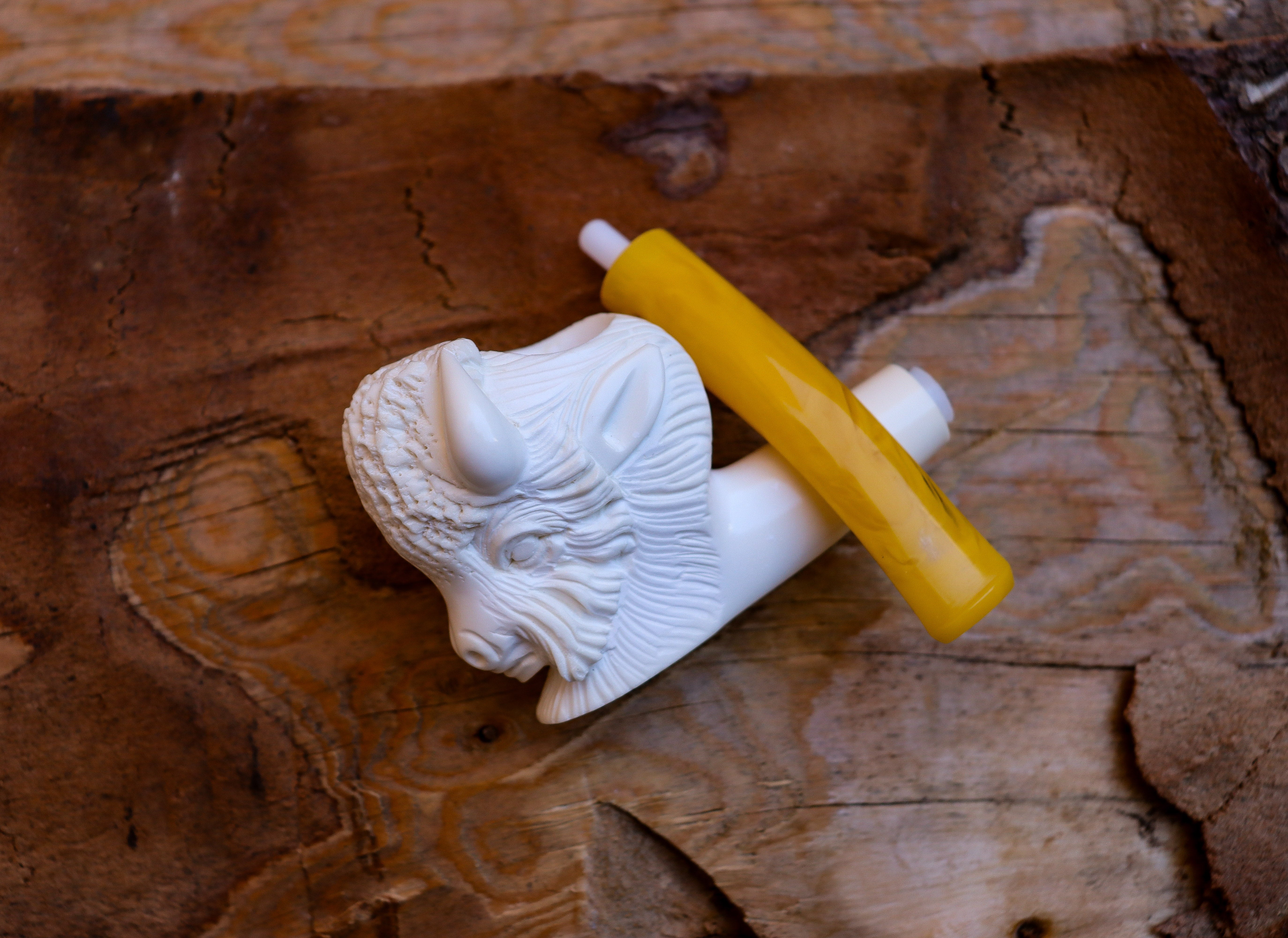 Handmade Astaş Meerschaum Pipes, Buffalo, Large Size, With Fitted Case