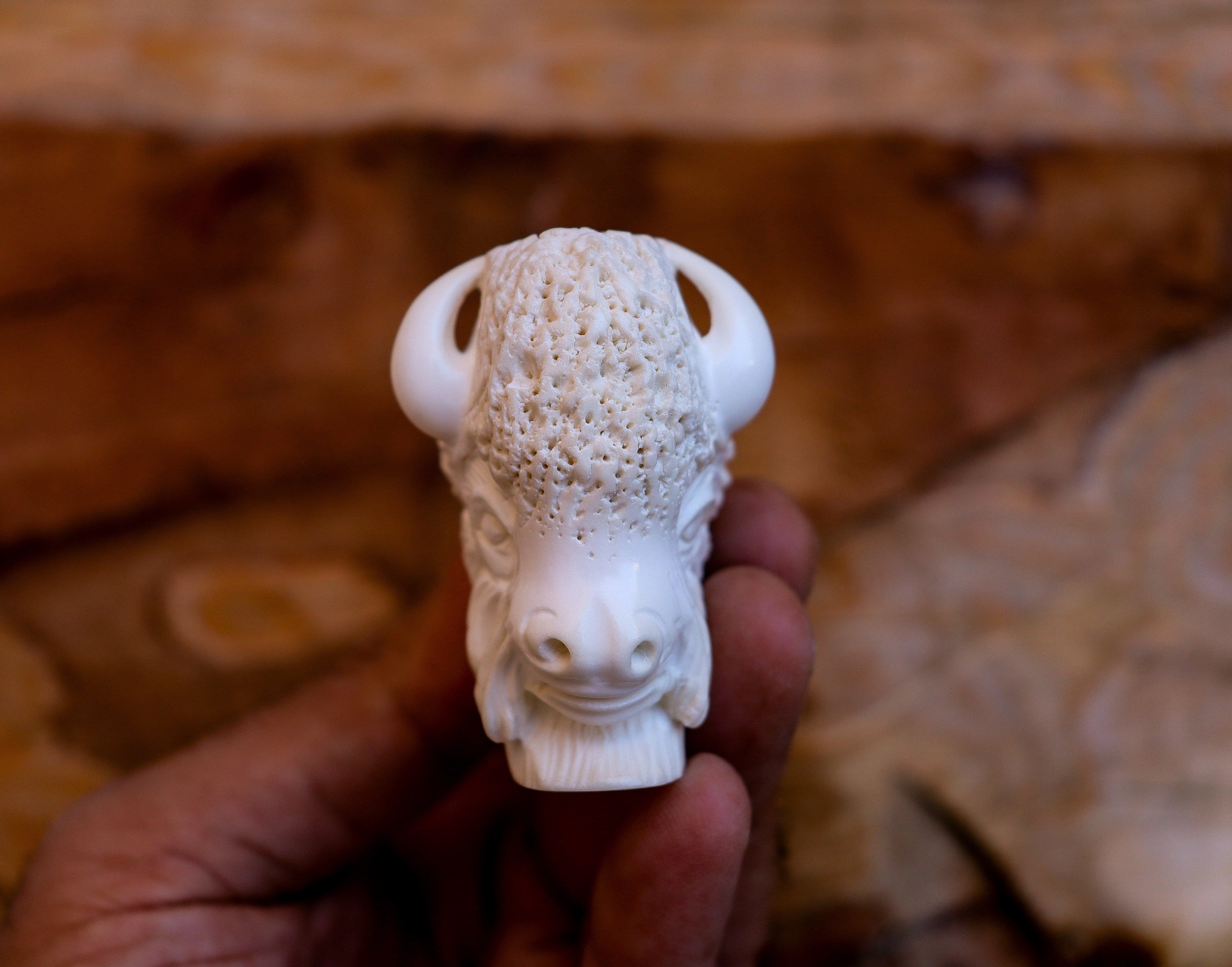 Handmade Astaş Meerschaum Pipes, Buffalo, Large Size, With Fitted Case
