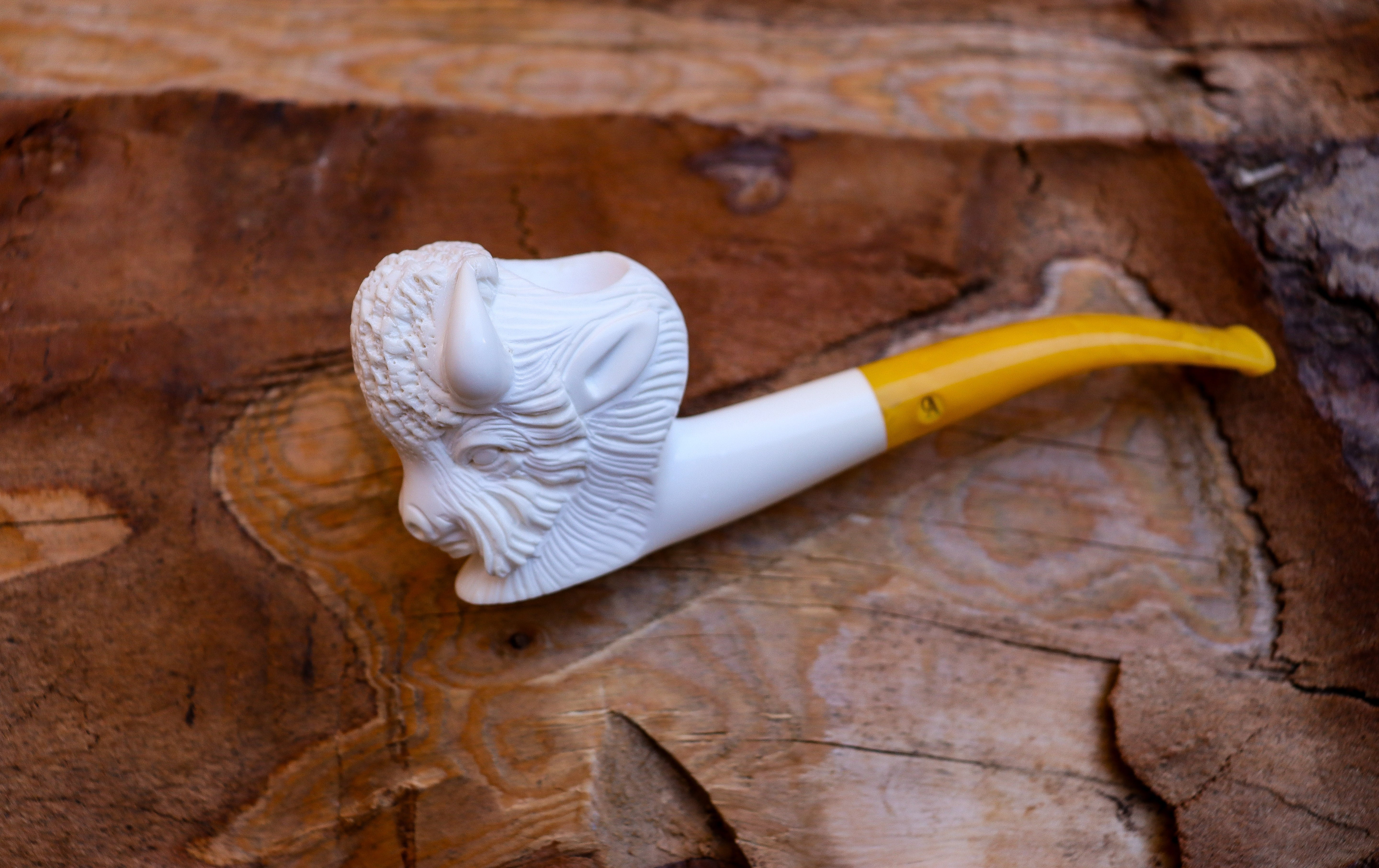 Handmade Astaş Meerschaum Pipes, Buffalo, Large Size, With Fitted Case