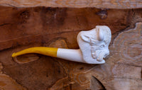 Handmade Astaş Meerschaum Pipes, Buffalo, Large Size, With Fitted Case