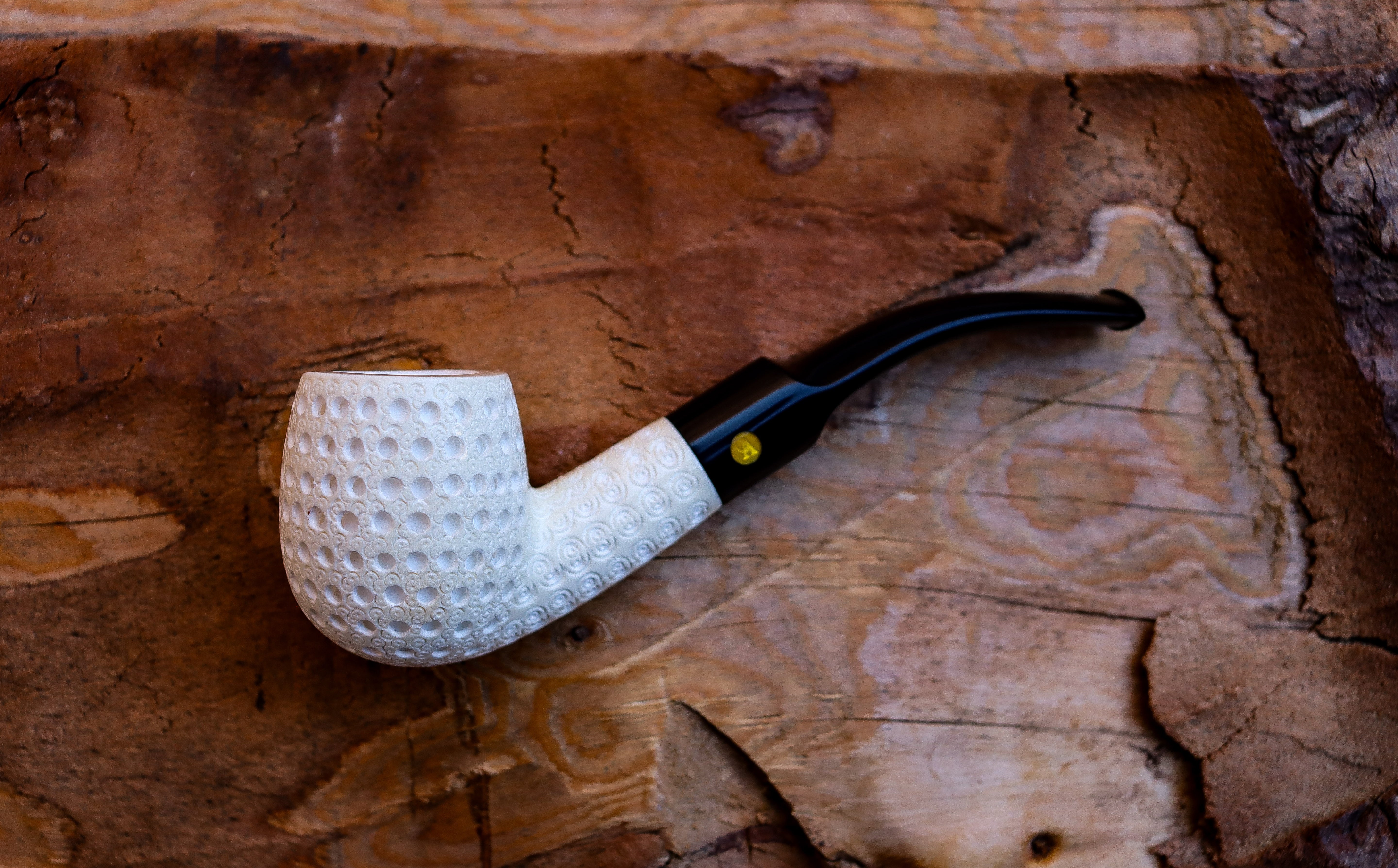 Handmade Freehand Meerschaum Pipes, Astaş, Latticed Carved, Large, With Fitted Case