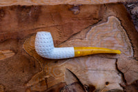 Handmade Cigarette Holder Meerschaum Pipes, Astaş, Apple, Lattice Carved, With Fitted Case