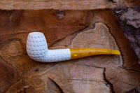 Handmade Cigarette Holder Meerschaum Pipes, Astaş, Apple, Lattice Carved, With Fitted Case