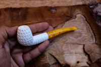 Handmade Cigarette Holder Meerschaum Pipes, Astaş, Apple, Lattice Carved, With Fitted Case