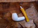 Handmade Cigarette Holder Meerschaum Pipes, Astaş, Apple, Lattice Carved, With Fitted Case