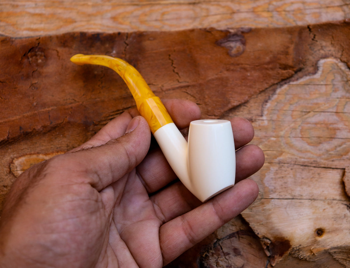 Handmade Cigarette Holder Meerschaum Pipes, Astaş, Freehand, Smooth Carved, With Fitted Case