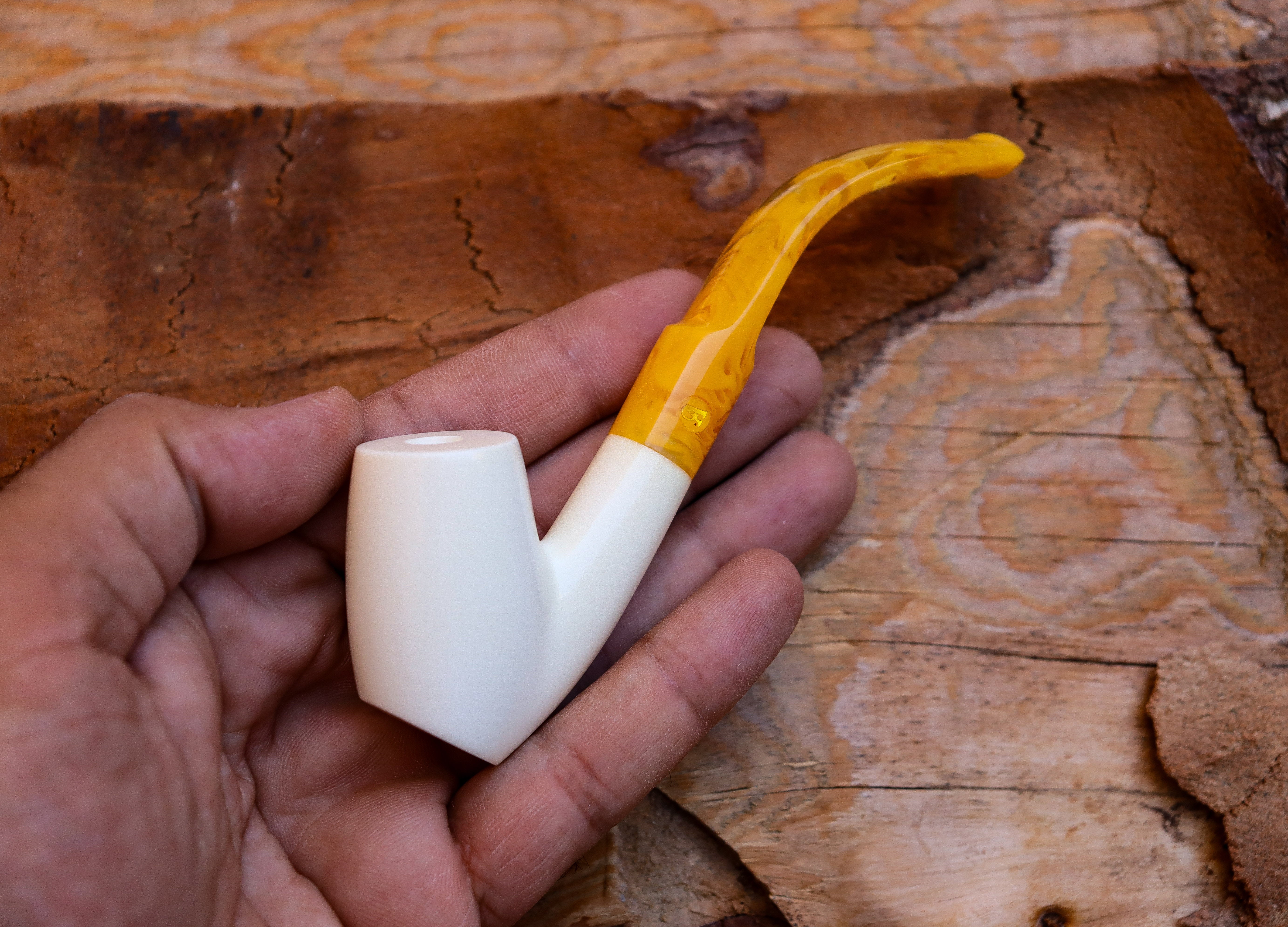 Handmade Cigarette Holder Meerschaum Pipes, Astaş, Freehand, Smooth Carved, With Fitted Case