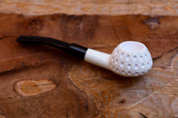 Handmade Astaş Meerschaum Pipes, Sqaut Tomato, Lattice Carved, With Fitted Case