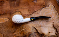 Handmade Astaş Meerschaum Pipes, Sqaut Tomato, Lattice Carved, With Fitted Case