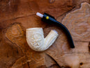 Handmade Astaş Meerschaum Pipes, Floral Patterned, White, With Fitted Case
