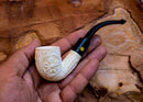 Handmade Astaş Meerschaum Pipes, Floral Patterned, White, With Fitted Case