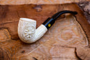 Handmade Astaş Meerschaum Pipes, Floral Patterned, White, With Fitted Case